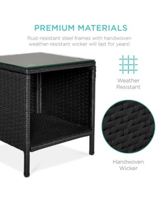 3-Piece Outdoor Wicker Patio Bistro Set with 2 Chairs and Table