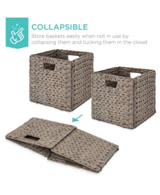 10.5x10.5in Set of 5 Multipurpose Collapsible Organizers Hyacinth Storage Baskets