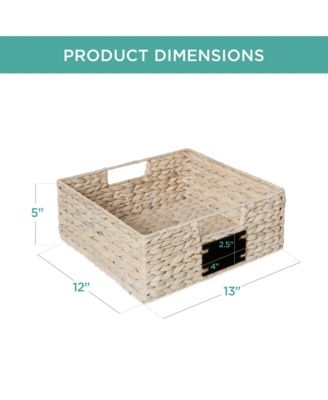 Set of 4 13-Inch Woven Water Hyacinth Pantry Baskets with Chalkboard Label and Chalk Marker