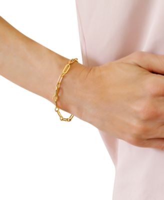 Polished & Twist Paperclip Link Chain Bracelet in 14k Gold