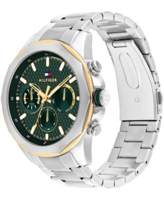 Men's Multifunction Silver-Tone Stainless Steel Bracelet Watch 46mm