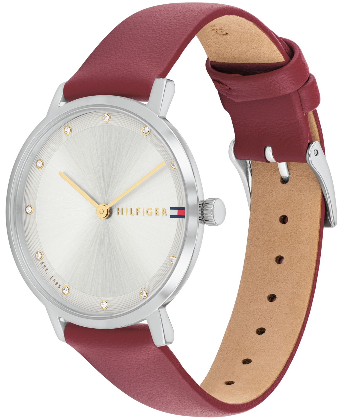Tommy Hilfiger Women's Quartz Cranberry Leather Strap Watch 35mm In Cranberry
