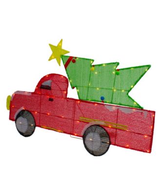 36" LED Lighted Truck with Christmas Tree Outdoor Decoration