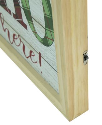 19.75" LED Lighted Plaid Wooden Christmas Wall Sign