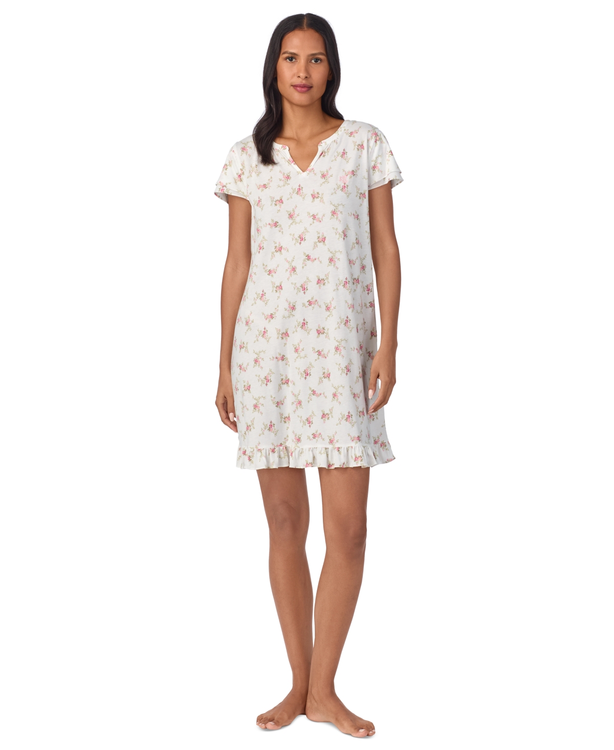 Ralph Lauren Women's Floral Flutter-sleeve Nightgown In Ivory Floral