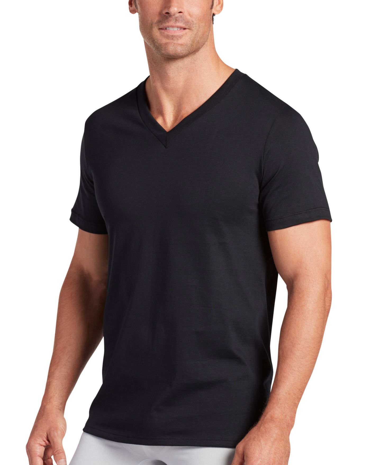 Мужские топы Jockey 3-Pack Classic V-Neck Undershirts, цвет: Чёрный — фото 3