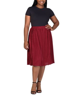 Plus Size Elastic Waistband Party Midi Skirt
