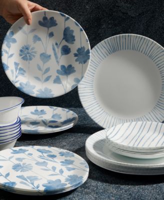 Botanical Stripes 32 Pc. Dinnerware Set, Service for 8