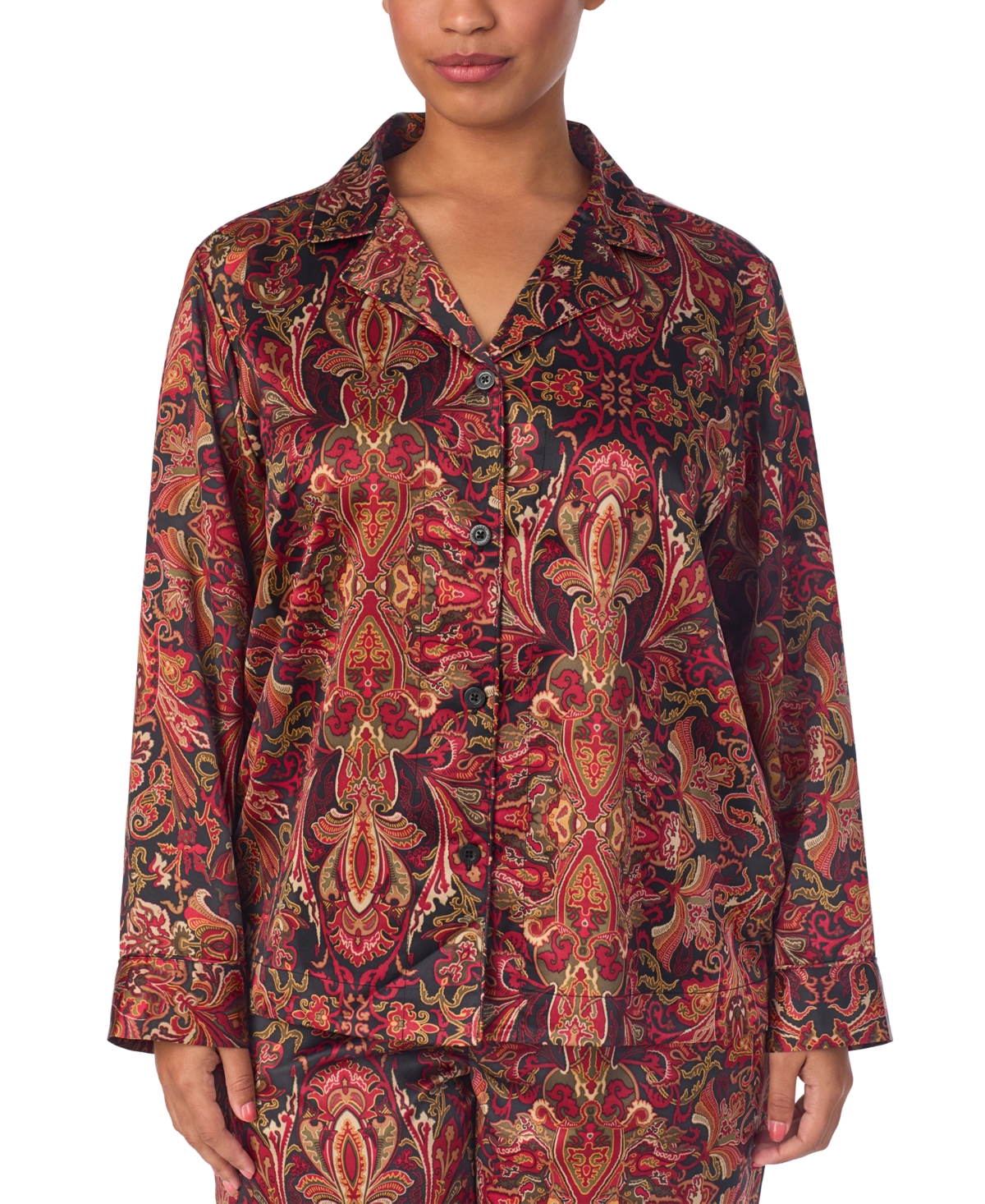 Lauren Ralph Lauren Plus Size Satin Notched-Collar Pajama Set
