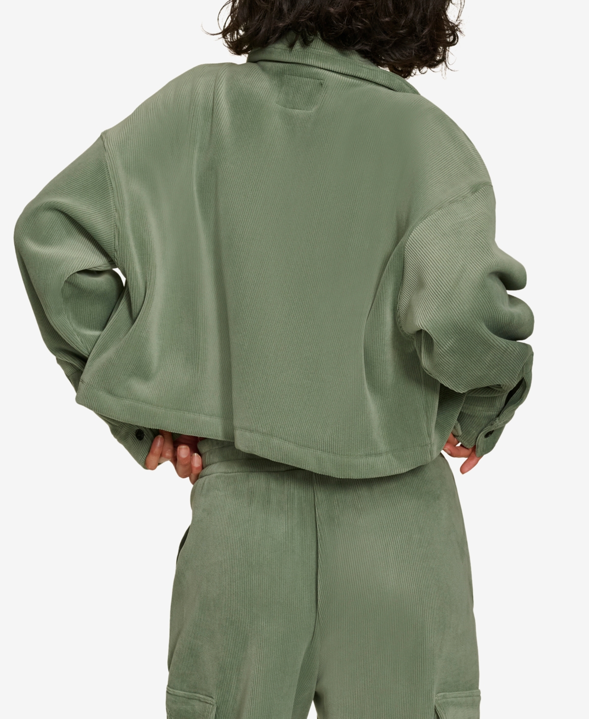 Shop Starter Women's Cropped Snap-front Knit Jacket In Duck Green