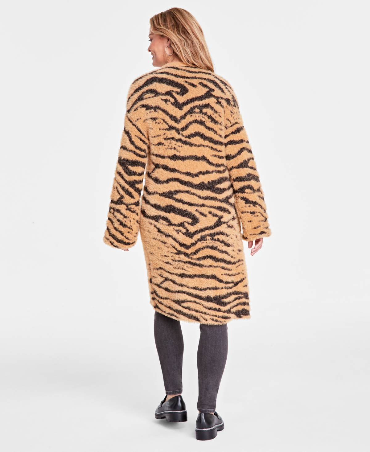 I.n.c. International Concepts Women's Zebra Glam Open-Front Cardigan, Created for Macy's