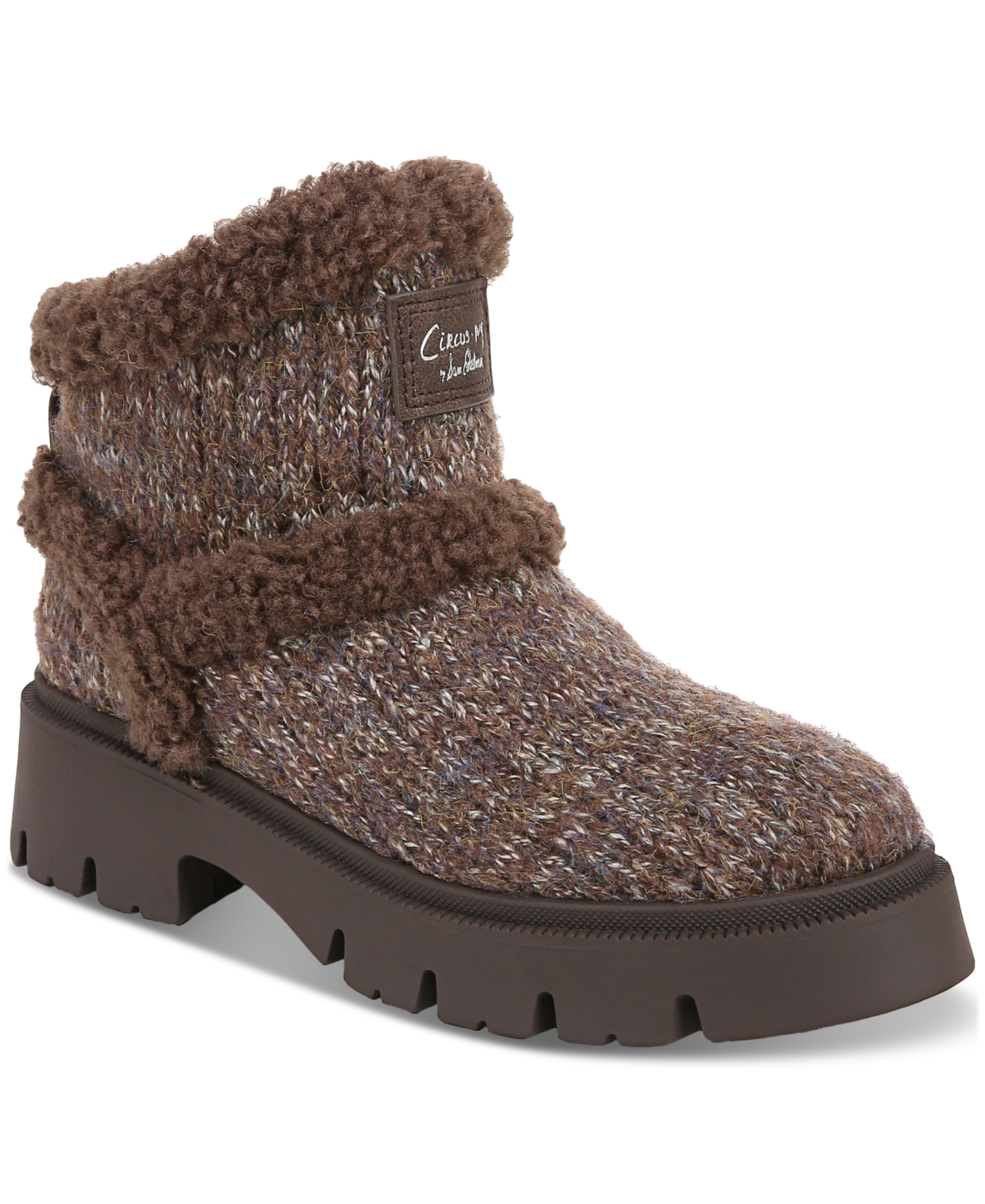 Circus Ny by Sam Edelman Clare Cozy Knit Lug-Sole Booties -Teddy Brown