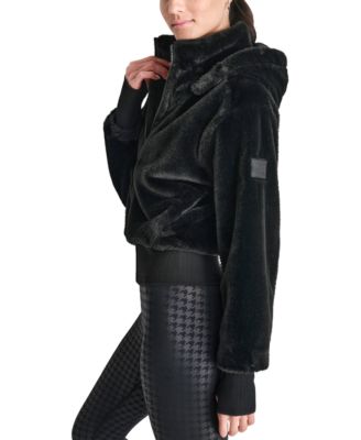 Women's Faux-Fur Zip-Front Bomber Jacket