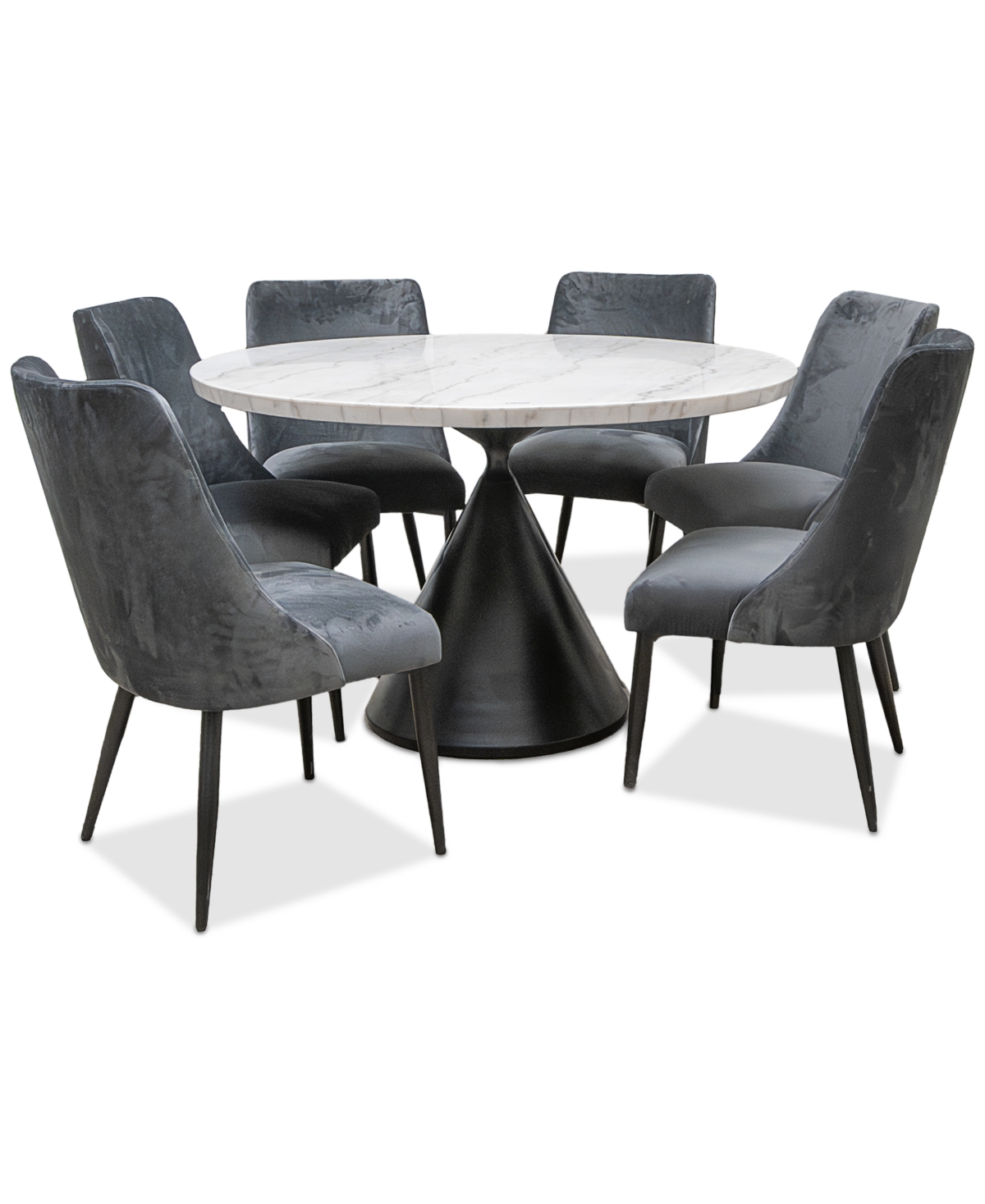Macy's Nerton 7 Pc. Dining Set (52" Round Table & 6 Chairs), Created For  In White