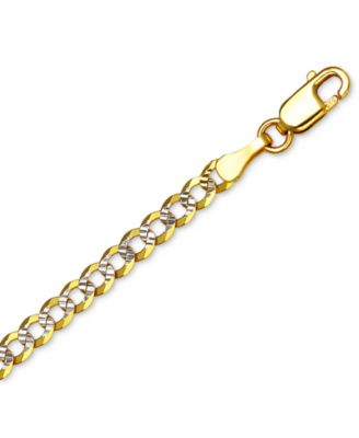 20" Two-Tone Open Curb Link Chain Necklace (3-1/6mm) in Solid 14k Gold & White Gold