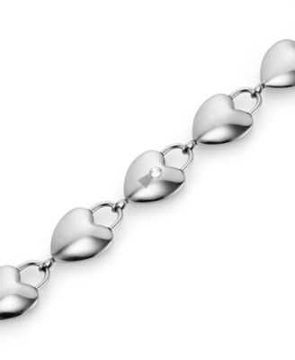 Women's Locked Heart Silver Tone Bracelet