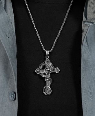 Silver Gothic Cross Stainless Steel Pendant Necklace