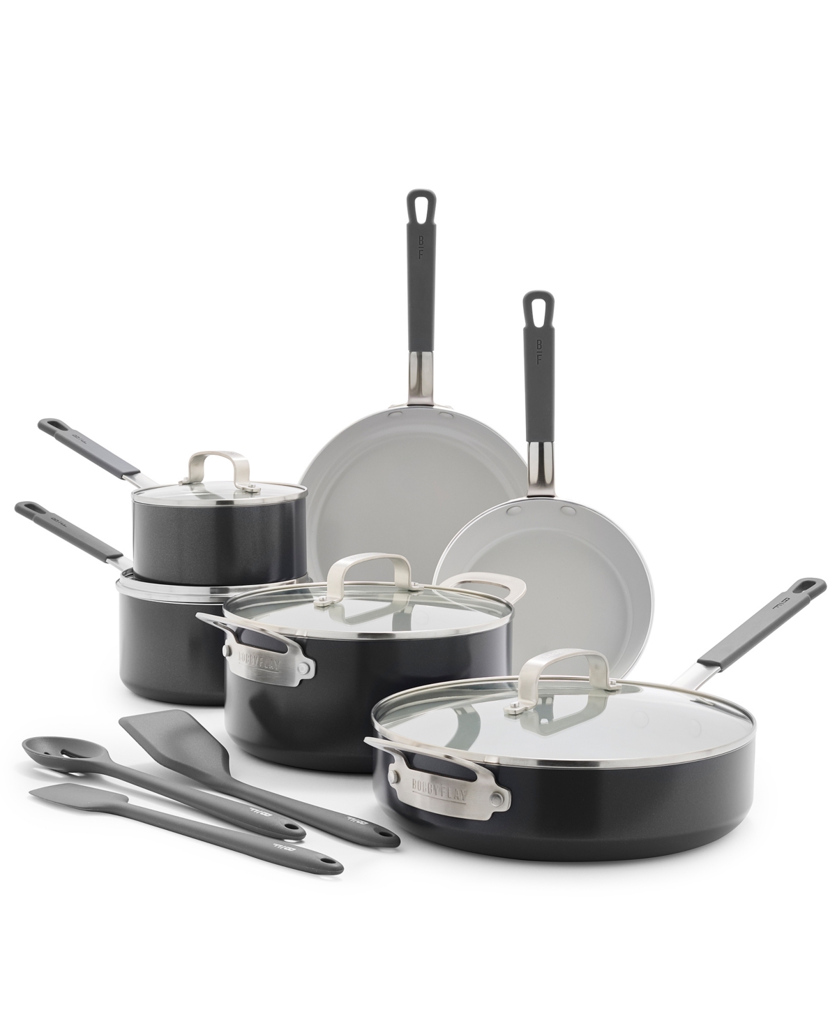 Greenpan X Bobby Flay Professional Grade Ceramic Nonstick 13-piece Cookware Set In Grey
