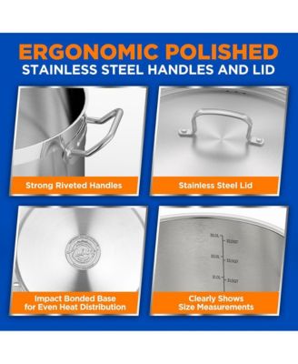 Stainless Steel Cookware Stockpot - 35 Quart, Heavy Duty Induction Pot, Soup Pot With Stainless Steel Lid