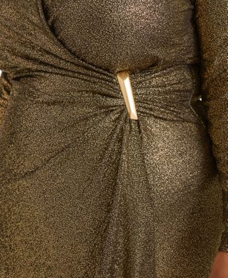 acelin strapless metallic ruffle dress Adrianna Papell Strapless Metallic Ankle Dress