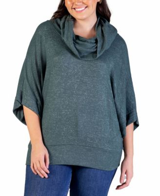 Plus Size Cowl Neck Dolman Sleeve Top