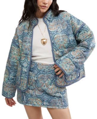 Chloé ライトブルー ケープジャケット Free People Women's Chloe Cotton Floral Quilted Jacket - Macy's