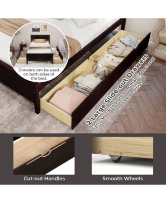 Twin Size Wooden Bed Frame with 2 Storage Drawers & Under-bed Storage Espresso