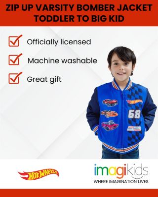 Boys Zip Up Varsity Bomber Jacket to (3T - 10-12)