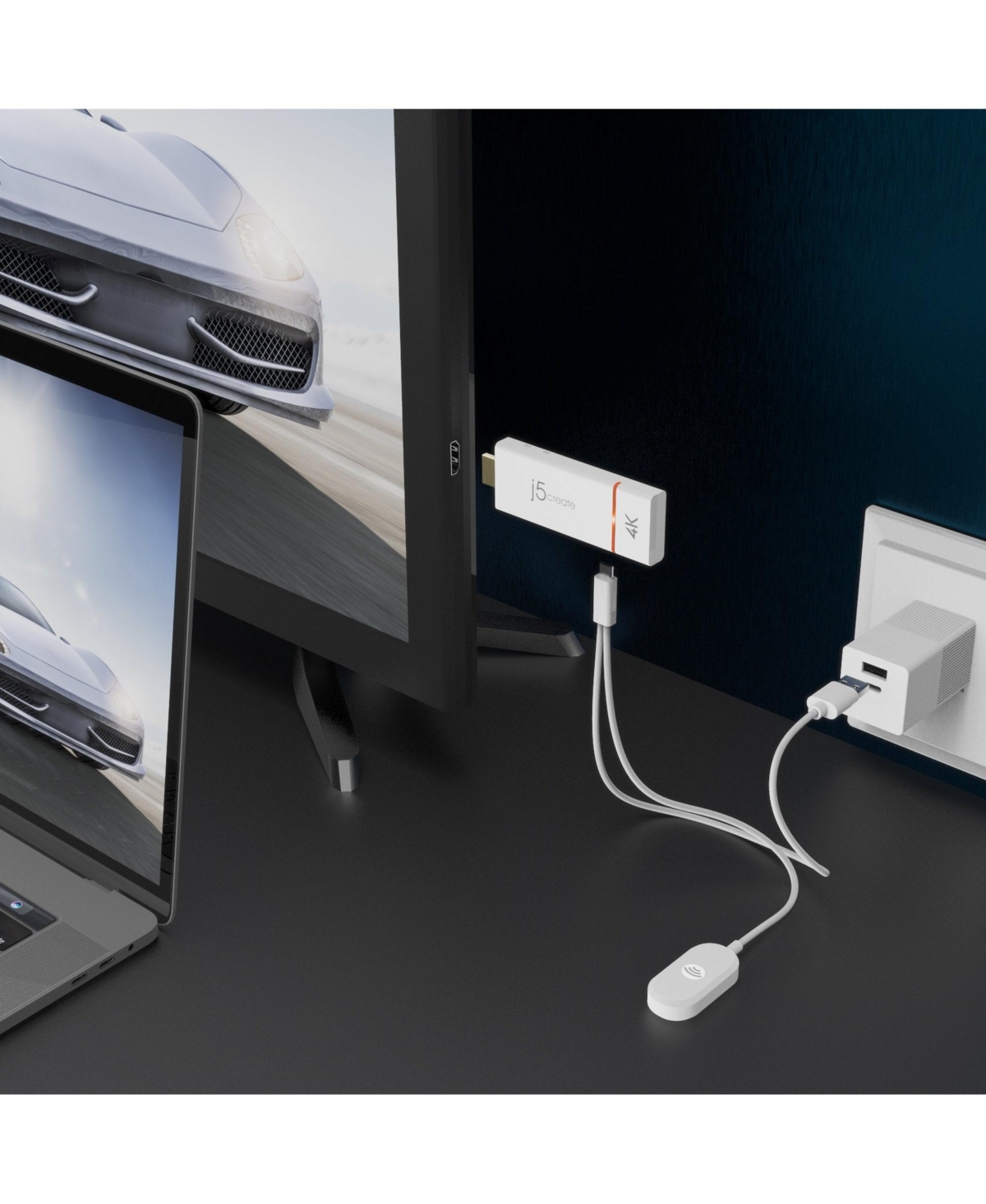 j5create ScreenCast 4K Wireless Display Adapter - pure,  pristine white hue