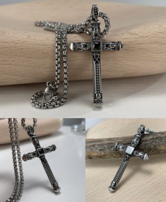 Silver Biblical Cross Stainless Steel Pendant Necklace