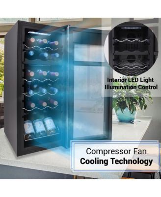 Wine Chilling Refrigerator Cellar - Dual-Zone Wine Cooler/Chiller, Digital Touch Button Control with Air Tight Seal, Contains Placement for Standing Bottles (18 Bottle Storage Capacity)