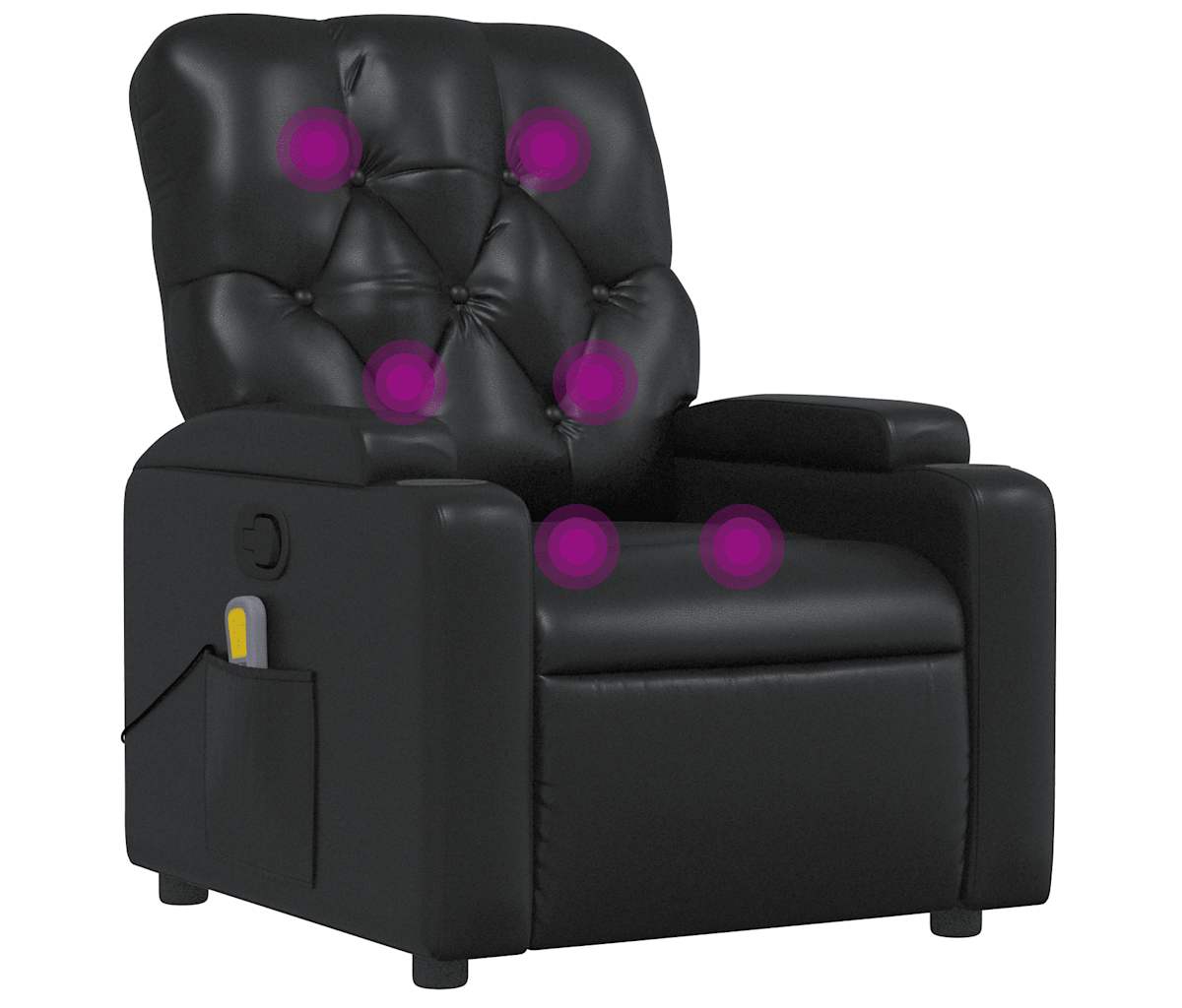 vidaXL Massage Recliner Chair Black Faux Leather - Black