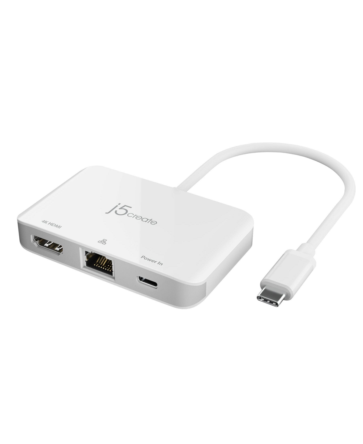 j5create Usb-c to 4K Hdmi Ethernet Adapter, JCA351 - pure,  pristine white hue