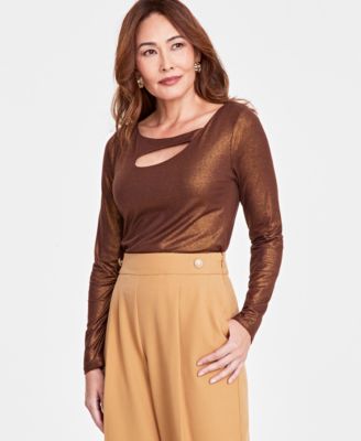 I.N.C. International Concepts - Women's Long-Sleeve Cut-Out Top