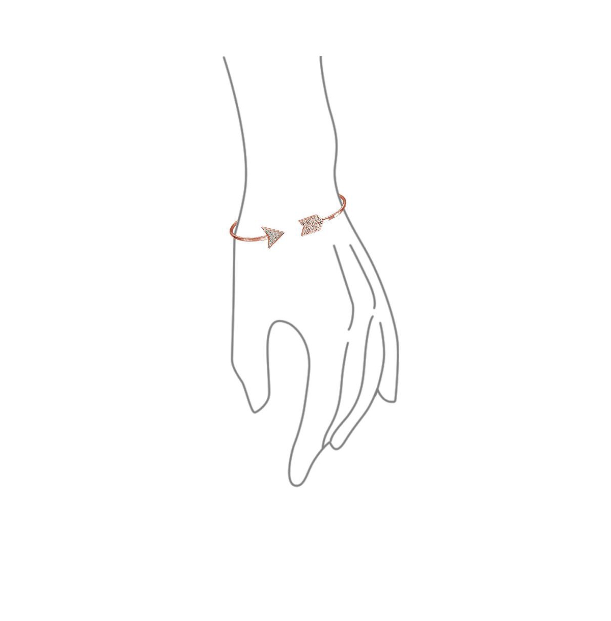 Bling Jewelry Minimalist Pave Cz Love Arrow Tips Bangle Cuff Bracelet For For Women For Rose Gold 925 Sterling Silver