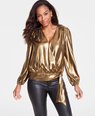 I.N.C. International Concepts - Women's Foil Tie-Waist Blouse