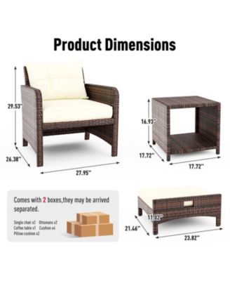 5-Piece Wicker Patio Conversation Set with Cushions