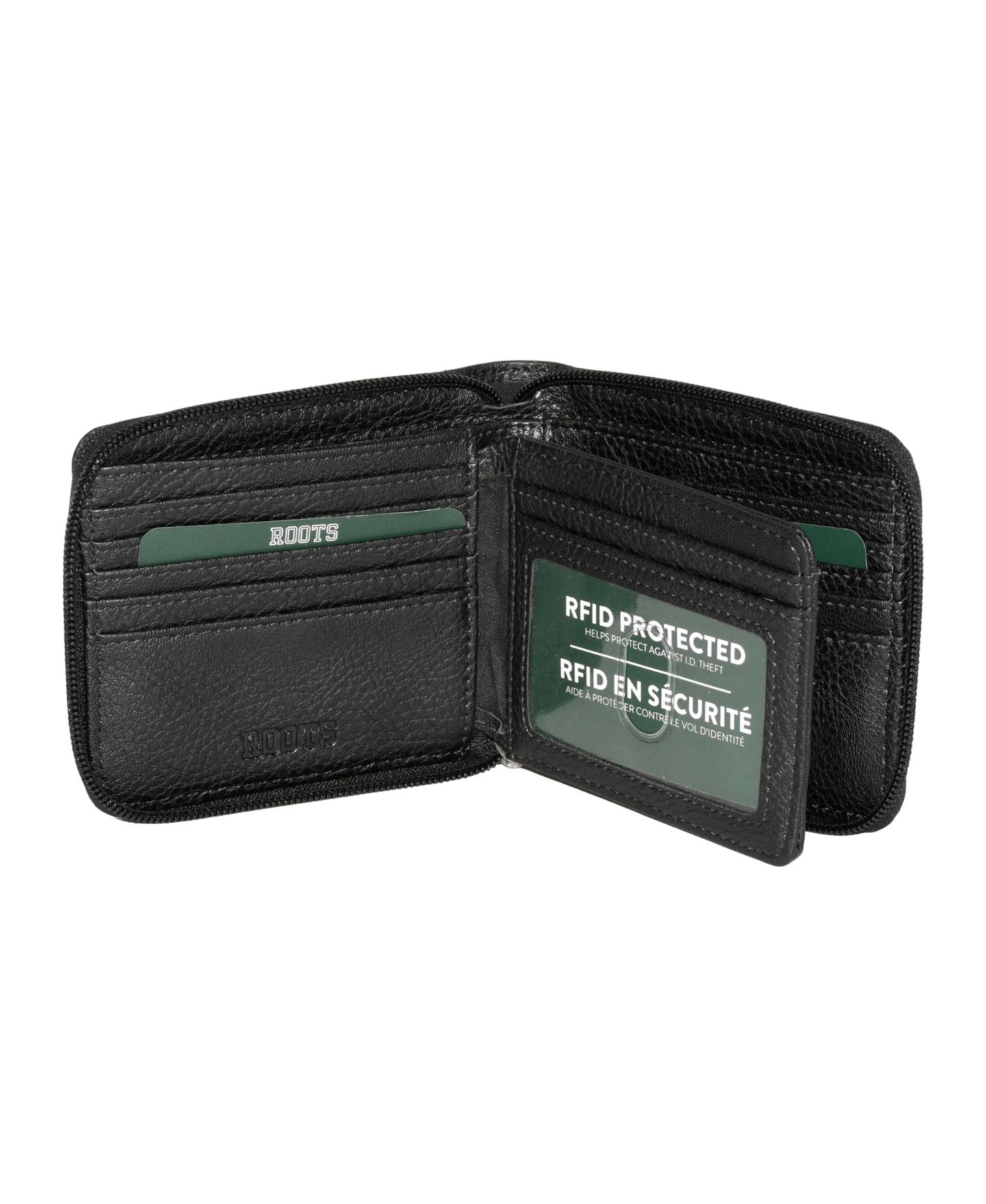 Мужской кошелёк Roots Men Zipper Around Wallet With Center Wing, цвет: Чёрный — фото 3