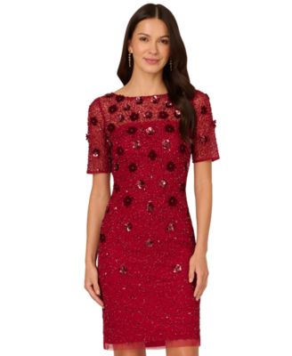 Women's Floral-Embellished Boat-Neck Dress