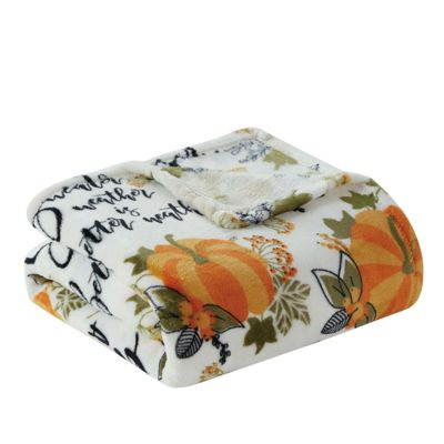 Harvest Time Autumn Floral Give Thanks Ultra Soft & Plush Oversized Accent Throw Blanket