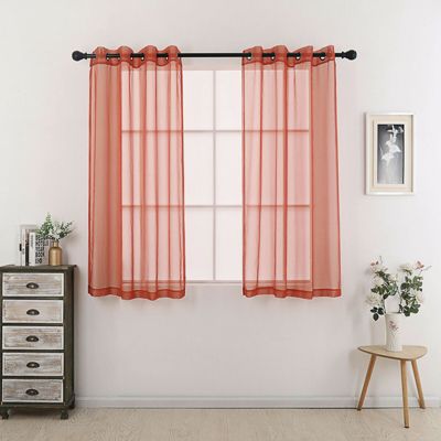 2 Piece Designer Sheer Voile Grommet Top Window Curtains