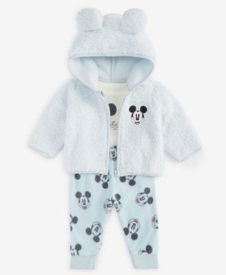 Disney - Baby Boys Mickey Mouse Fleece Jacket, Bodysuit & Pants Set