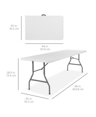 8ft Plastic Folding Table, Indoor Outdoor Heavy Duty Portable w/ Handle, Lock for Picnic