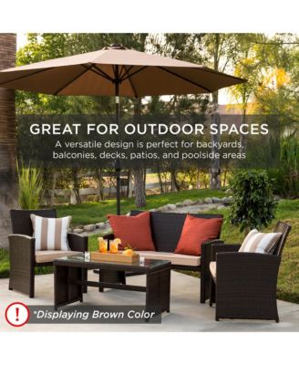 Best Choice Products 4-Piece Outdoor Wicker Patio Conversation Furniture Set w/ Table, Cushions