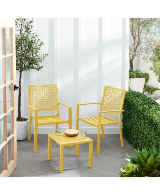 3-Piece Stackable Patio Bistro Set, Outdoor Chat Furniture w/ 2 Chairs, Table