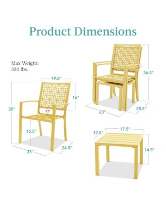 3-Piece Stackable Patio Bistro Set, Outdoor Chat Furniture w/ 2 Chairs, Table