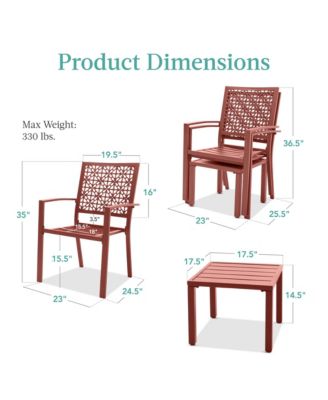 3-Piece Stackable Patio Bistro Set, Outdoor Chat Furniture w/ 2 Chairs, Table