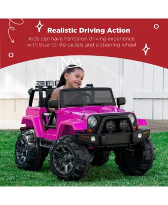 12V Kids Ride On Truck Car w/ Remote Control, Spring Suspension, Bluetooth, LED Lights