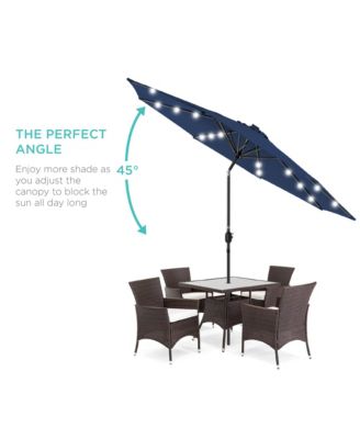 10Ft Solar LED Lighted Patio Umbrella with Tilt Adjustment and UV-Resistant Fabric