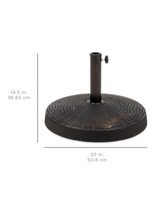 55lb Round Wicker Style Resin Patio Umbrella Base Stand w/ 1.75in Hole, Bronze Finish - Black